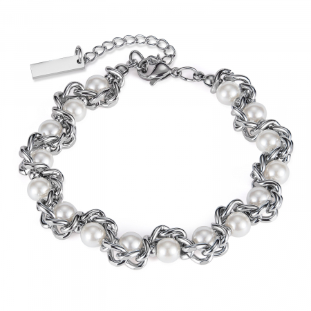 Bratara inox regalabila cu perle ecologice