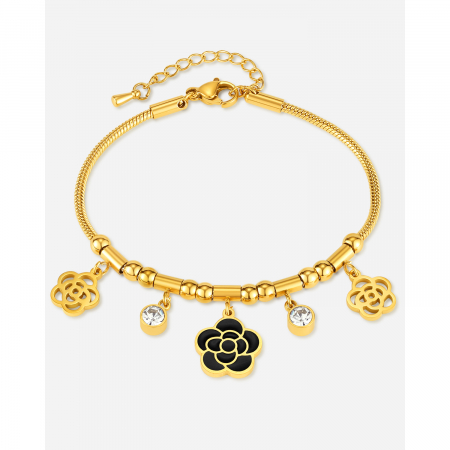 Bratara inox reglabila cu Camelii si Zirconii [8]