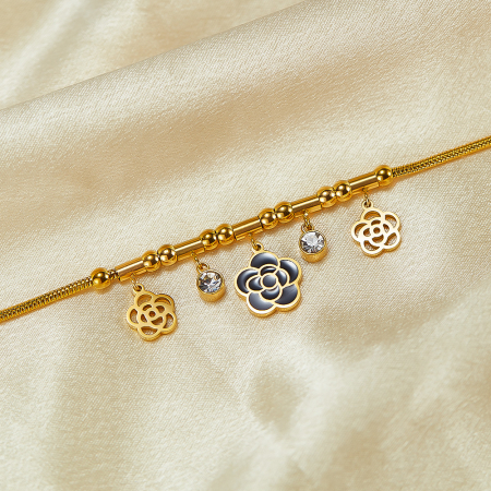 Bratara inox reglabila cu Camelii si Zirconii [2]