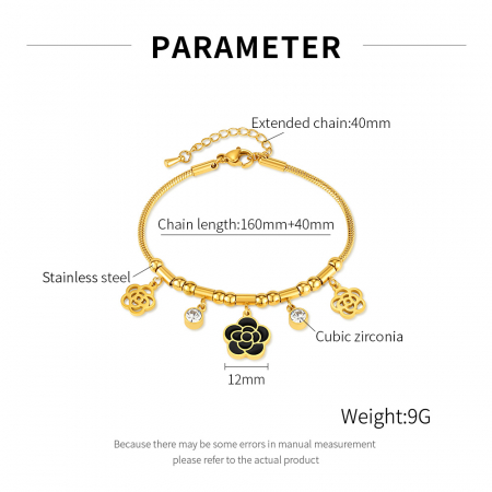 Bratara inox reglabila cu Camelii si Zirconii [11]