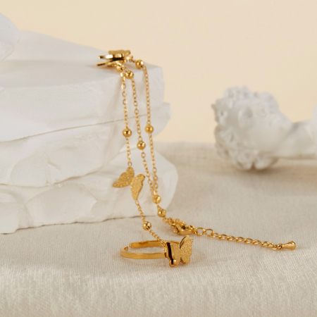 Bratara inox reglabila cu inel si fluturasi [11]