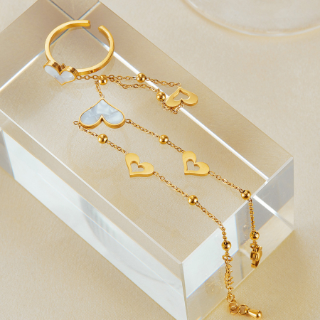 Bratara inox reglabila cu inel si inimioare [13]