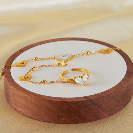 Bratara inox reglabila cu inel si inimioare [4]