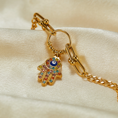 Bratara inox reglabila cu Mana Fecioarei Maria si Zirconii [13]