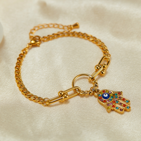 Bratara inox reglabila cu Mana Fecioarei Maria si Zirconii [10]