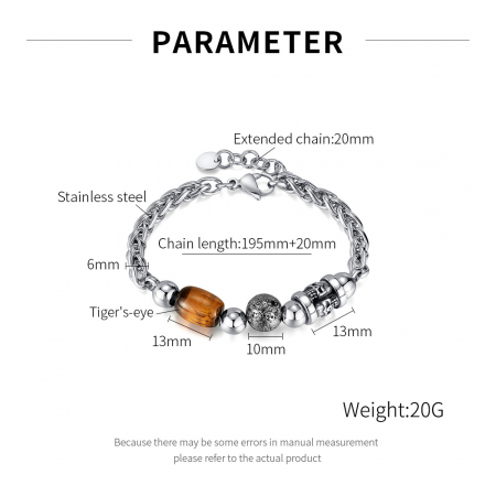 Bratara inox reglabila cu ochi de tigru si cranii [9]