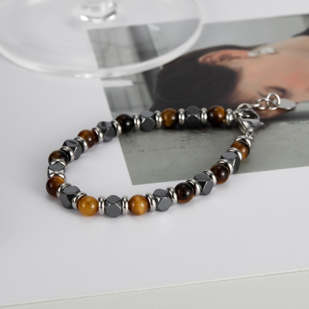 Bratara inox reglabila cu Ochi de Tigru si Hematite [11]