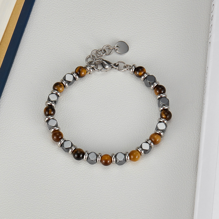 Bratara inox reglabila cu Ochi de Tigru si Hematite [5]