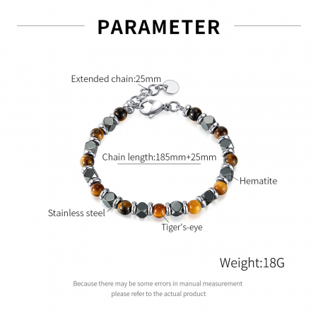 Bratara inox reglabila cu Ochi de Tigru si Hematite [8]