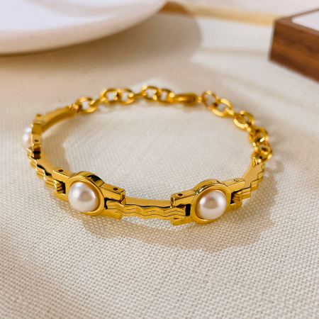 Bratara inox reglabila cu perle [10]