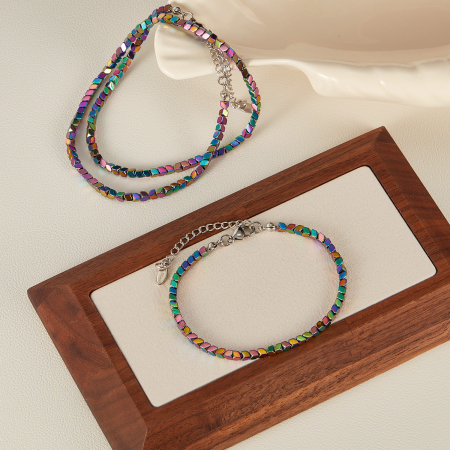 Bratara inox reglabila Curcubeu cu Hematite [14]