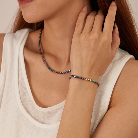 Bratara inox reglabila Curcubeu cu Hematite [6]