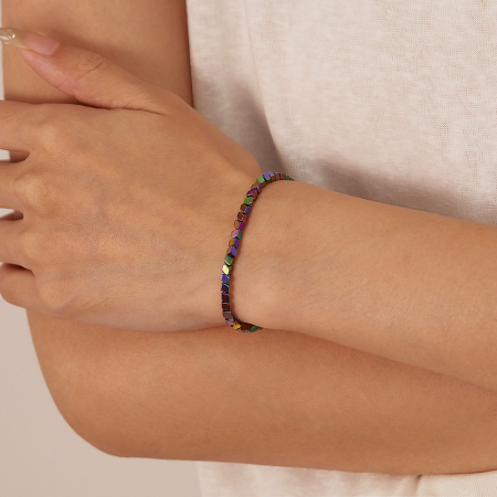 Bratara inox reglabila Curcubeu cu Hematite [3]