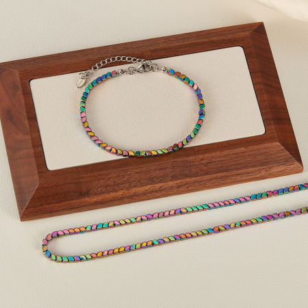 Bratara inox reglabila Curcubeu cu Hematite [4]