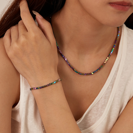 Bratara inox reglabila Curcubeu cu Hematite [16]