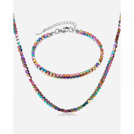 Bratara inox reglabila Curcubeu cu Hematite [12]