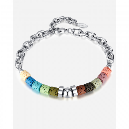 Bratara inox reglabila Curcubeu din roci vulcanice [14]