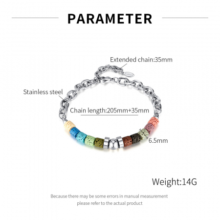 Bratara inox reglabila Curcubeu din roci vulcanice [8]