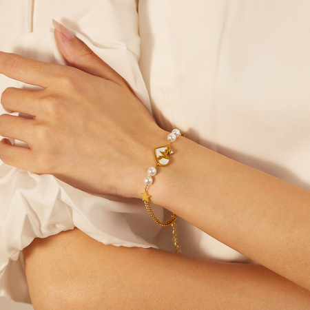 Bratara inox reglabila Puls, Stelute, Perle si Abalone [3]