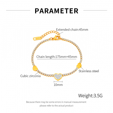 Bratara tennis inox reglabila cu inimioare si zirconii [6]