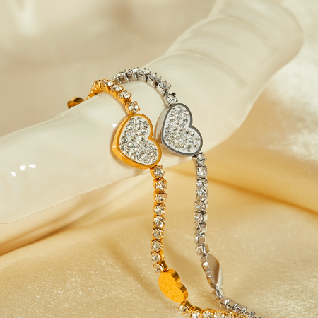 Bratara tennis inox reglabila cu inimioare si zirconii [5]