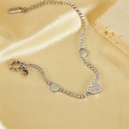 Bratara tennis inox reglabila cu inimioare si zirconii [2]