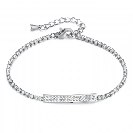Bratara tennis inox reglabila cu placuta si zirconii