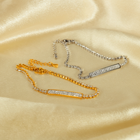 Bratara tennis inox reglabila cu placuta si zirconii [7]
