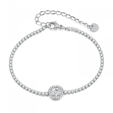 Bratara inox reglabila tenis cu zirconii