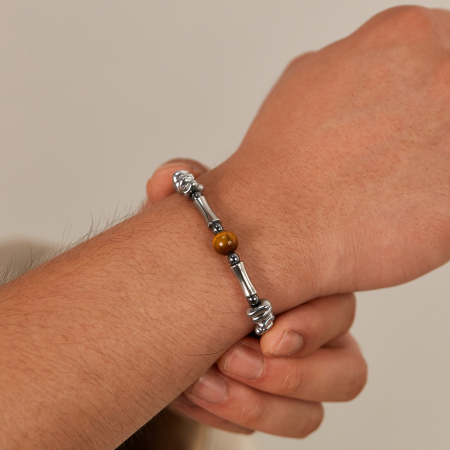 Bratara inox reglabila Unisex cu Ochi de Tigru si Hematite [11]