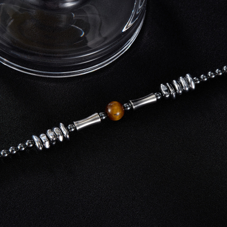 Bratara inox reglabila Unisex cu Ochi de Tigru si Hematite [2]