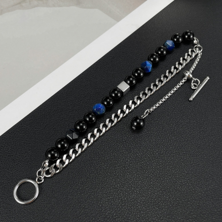 Bratara inox reglabila Unisex cu Onix [9]