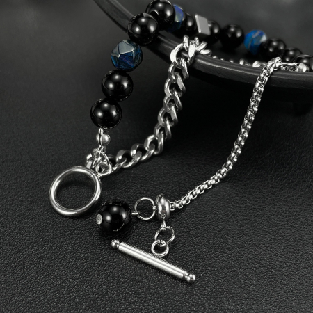 Bratara inox reglabila Unisex cu Onix [4]