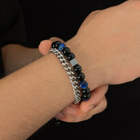 Bratara inox reglabila Unisex cu Onix [3]