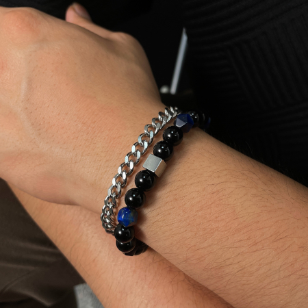 Bratara inox reglabila Unisex cu Onix [10]