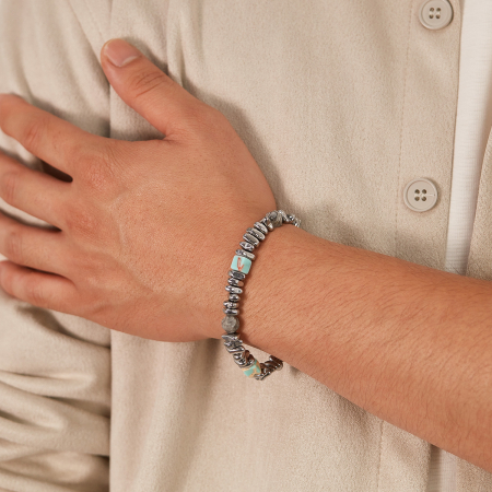 Bratara inox reglabila Unisex cu Tarzanstone  si Hematite [6]