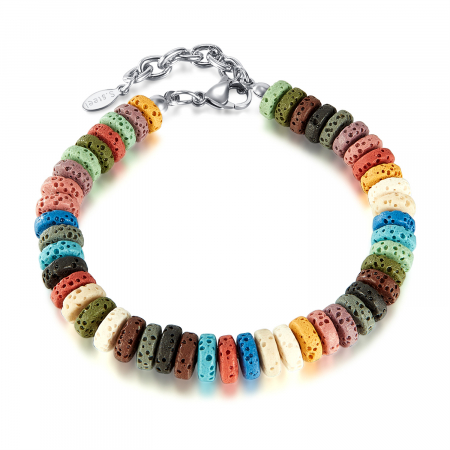 Bratara inox reglabila Unisex Curcubeu de Roci Vulcanice