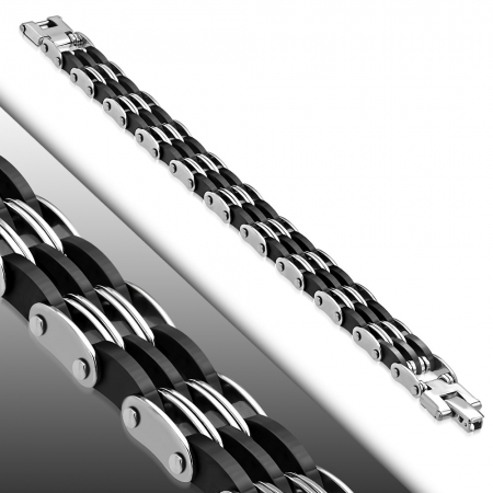 Bratara inox si cauciuc negru [1]