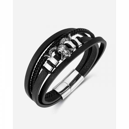 Bratara inox si piele cu Berbec [14]