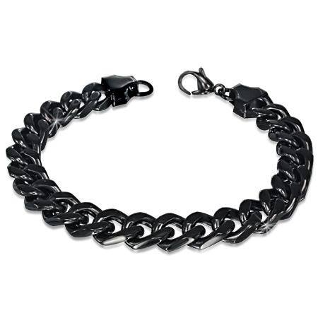 Bratara neagra din inox 22 cm lungime si 9 mm latime [0]