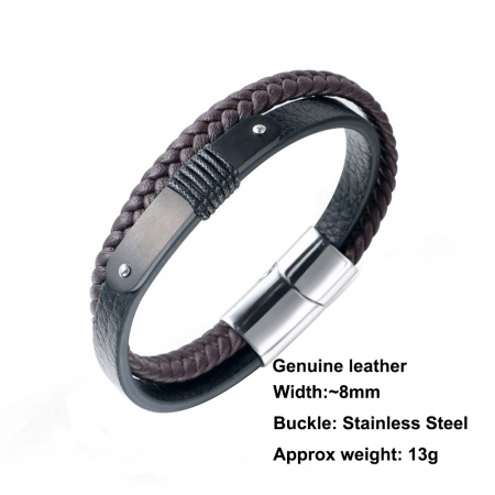 Bratara din piele naturala cu placuta inox [1]