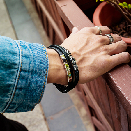 Bratara nod marinaresc din inox si piele neagra [8]