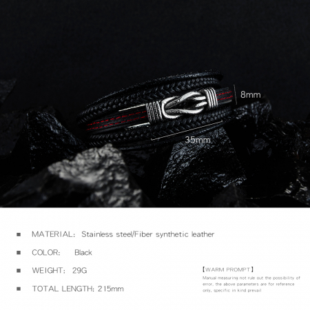 Bratara nod marinaresc din inox si piele neagra [15]