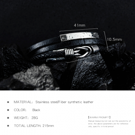 Bratara nod marinaresc din inox si piele neagra [12]