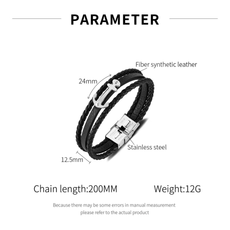 Bratara piele bleumarin cu ancora din inox – Simbol al stabilitatii si increderii [5]