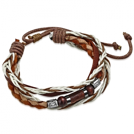 Bratara piele maro cu diverse accesorii din lemn si metalice BSL3326 [1]