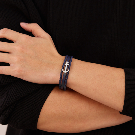 Bratara piele neagra cu ancora din inox – Simbol al stabilitatii si increderii [7]