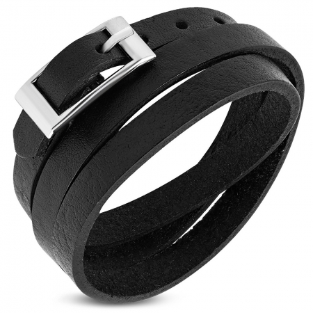 Bratara piele neagra cu catarama BSL3348 [0]