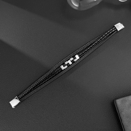 Bratara piele neagra cu detalii metalice din inox – Stil urban masculin [9]