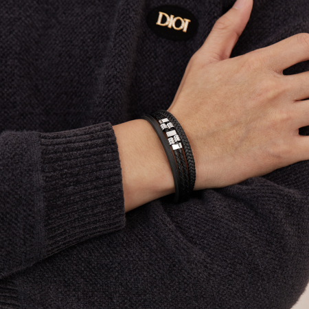 Bratara piele neagra cu detalii metalice din inox – Stil urban masculin [2]